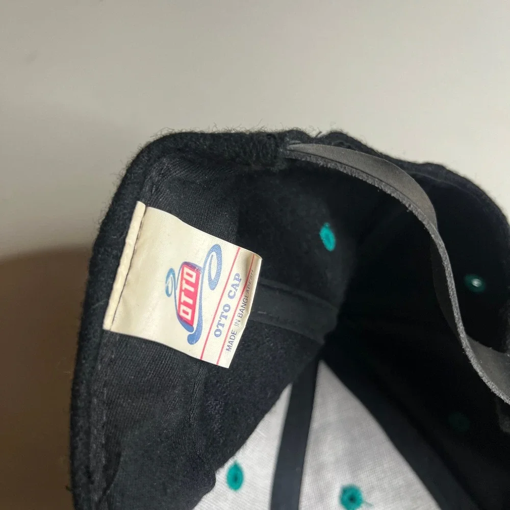 Vintage Toyota Tacoma Hat Otto Cap Black Teal Wool Suede Leather Strapback Hat